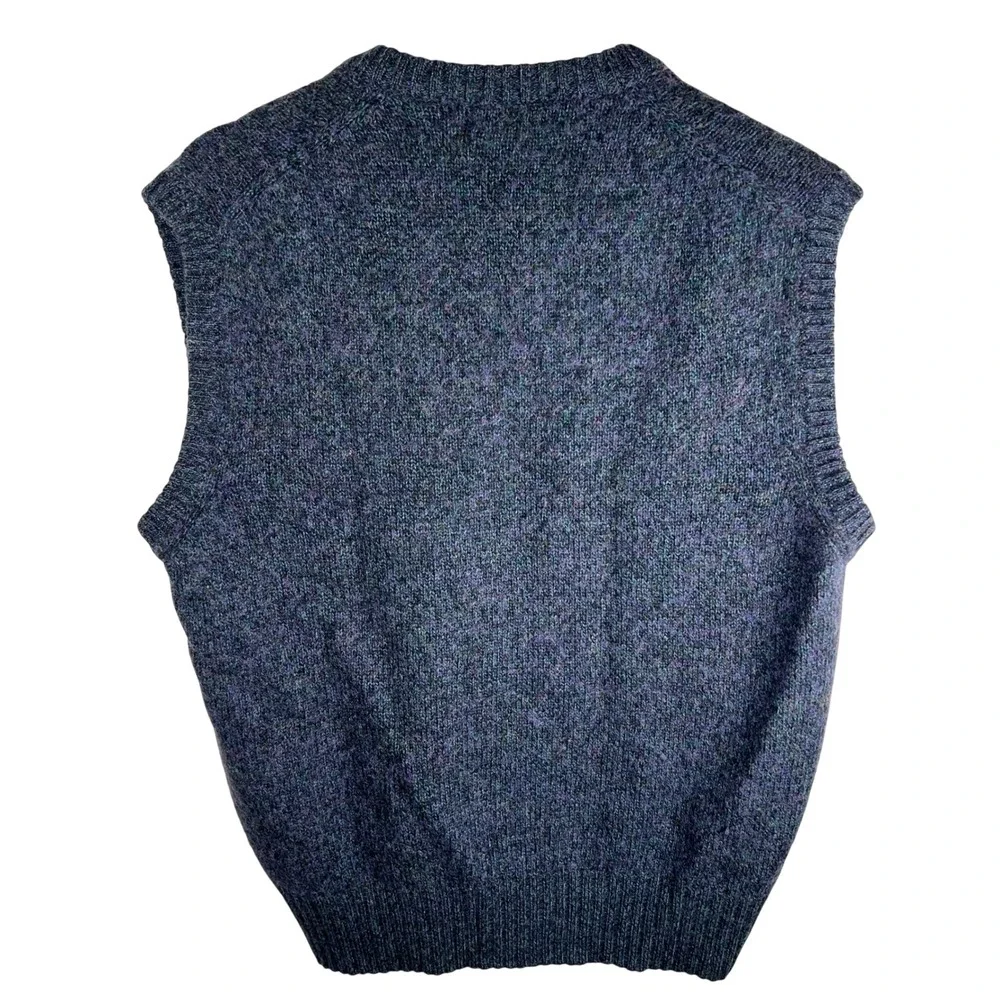 Boundary Waters Mens Sweater Vest Italian Wool Blend Heathered Purple Size M Vtg